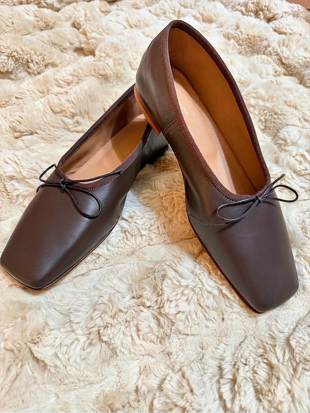 Mansur Gavriel Square Toe Ballerina Flats Brown EU 38 US 7.5 - 8 BNWT